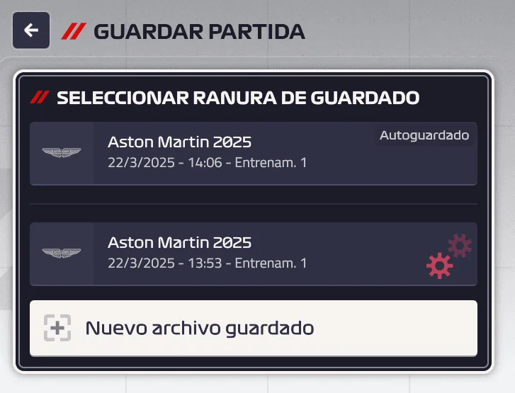 Partida restaurada correctamente en F1 Manager