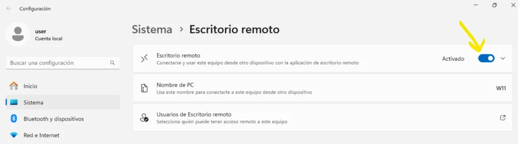 Cliente de escritorio remoto con IP del router WAN