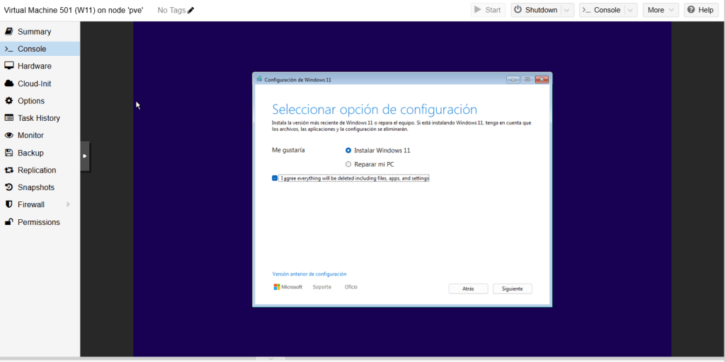 instalación VM